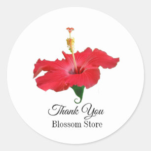 Adesivo Redondo Flor de Hibisco Vermelho Tropical