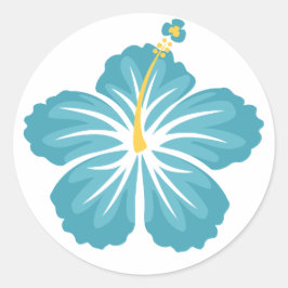 Adesivo Redondo Flor de Hibiscus Azul-Claro