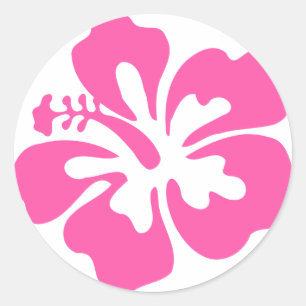 Adesivo Redondo Flor de Hibiscus Rosa