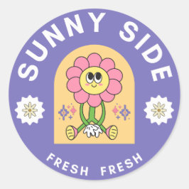 Adesivo Redondo flor de lado ensolarada