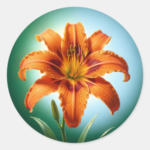 Adesivo Redondo Flor de Lírio Laranja Vibrante em Flor