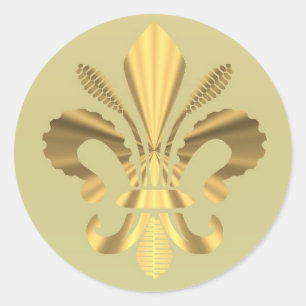 Adesivo Redondo Flor de lis Dourado