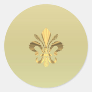 Adesivo Redondo Flor de lis Dourado