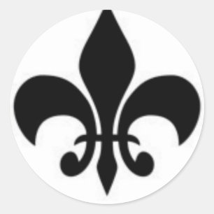 Adesivo Redondo Flor de lis preto e branco