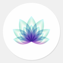 Adesivo Redondo Flor de Lotus Azul Verde Simples