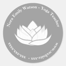 Adesivo Redondo Flor de lótus de Cinza Elegante