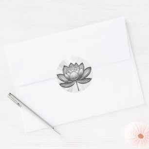 Adesivo Redondo Flor de lótus desenhado com mão sagrada, flor de l