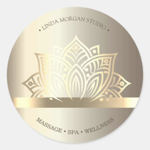 Adesivo Redondo Flor de Lótus Dourada Chic Yoga