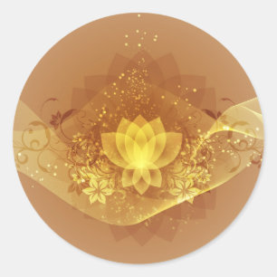 Adesivo Redondo Flor de Lotus Dourado