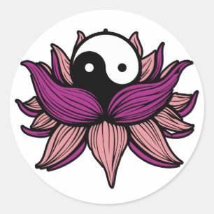 Adesivo Redondo Flor de Lotus e Yin Yang