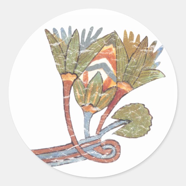 Adesivo Redondo Flor de lótus egípcia antiga (Frente)