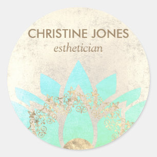 Adesivo Redondo flor de lótus lacrimal e dourado ・