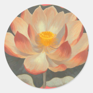 Adesivo Redondo Flor de Lotus, Lilypad, símbolo do budista do