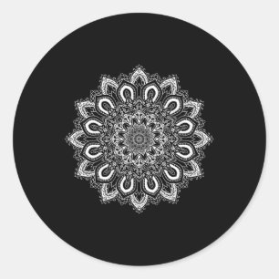 Adesivo Redondo Flor de Lótus Ornamental Branco Mandala de Yoga _1