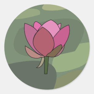 Adesivo Redondo Flor de Lótus Rosa