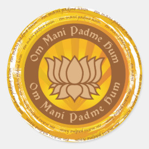 Adesivo Redondo Flor de Lotus tibetana da mantra