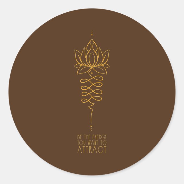 Adesivo Redondo Flor de Lótus Unalome Seja a Meditação de Energia (Frente)