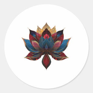 Adesivo Redondo Flor de Lótus Vintage Zen Budismo Japonês Yoga _4