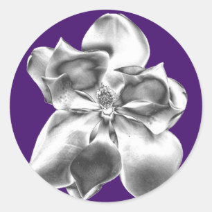 Adesivo Redondo Flor de Magnolia de Aço em vinhetas