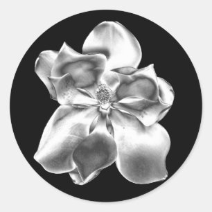 Adesivo Redondo Flor de Magnolia Metálica em autocolantes