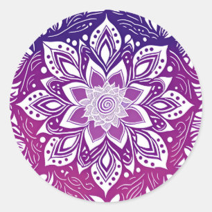 Adesivo Redondo Flor de Mandala Roxo