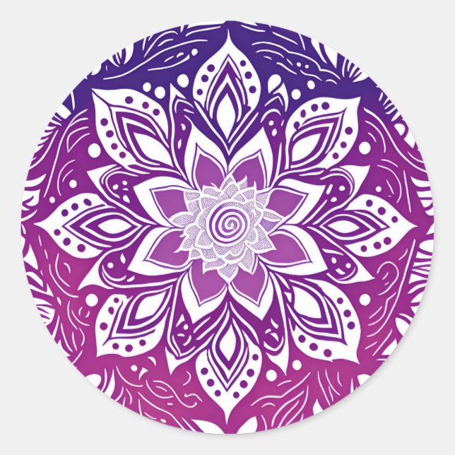 Adesivo Redondo Flor de Mandala Roxo (Frente)