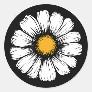 Adesivo Redondo Flor de Margarida