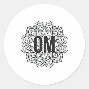 Adesivo Redondo Flor de Meditação Om Yoga
