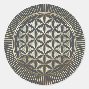 Adesivo Redondo Flor de metálico da vida gravada