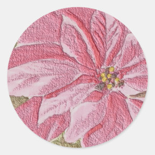Adesivo Redondo Flor de Natal Pintada de Poinsettia