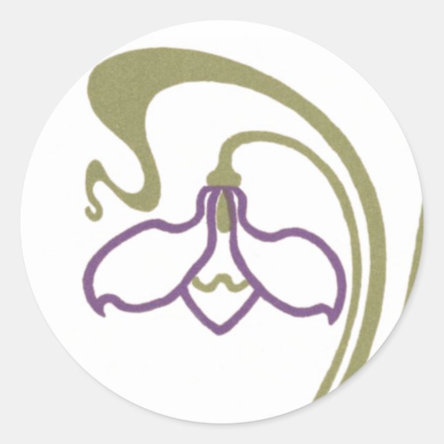 Adesivo Redondo Flôr-de-Neve Art Nouveau (Frente)