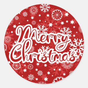 Adesivo Redondo Flor de Neve Vermelho Moderno Vestido de Natal Fel