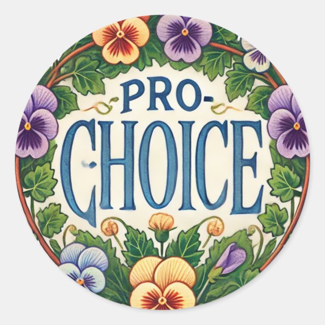 Adesivo Redondo Flor de Pansy Pro-Choice (Frente)