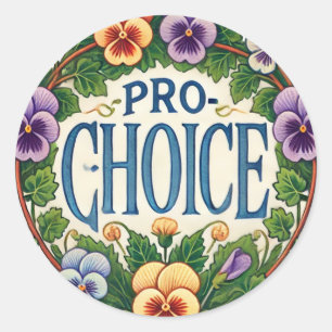 Adesivo Redondo Flor de Pansy Pro-Choice