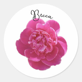 Adesivo Redondo Flor de Peônias Rosa Vibrante Personalizado