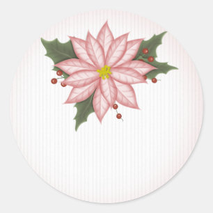 Adesivo Redondo Flor de Poinsetta Rosa de Natal