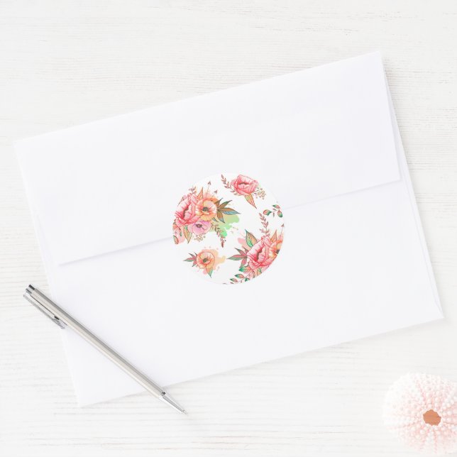 Adesivo Redondo Flor de primavera (Envelope)