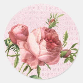 Adesivo Redondo Flor de rosa cor-de-rosa pastél