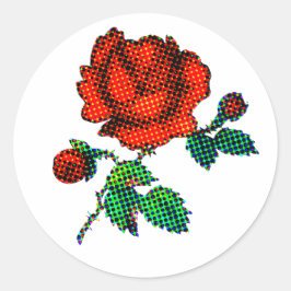 Adesivo Redondo Flor de Rosa Meia-Tinta Arte Fina