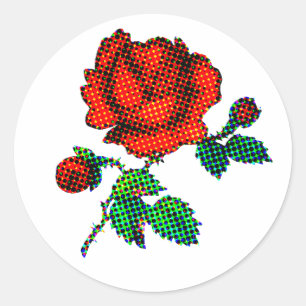 Adesivo Redondo Flor de Rosa Meia-Tinta Arte Fina