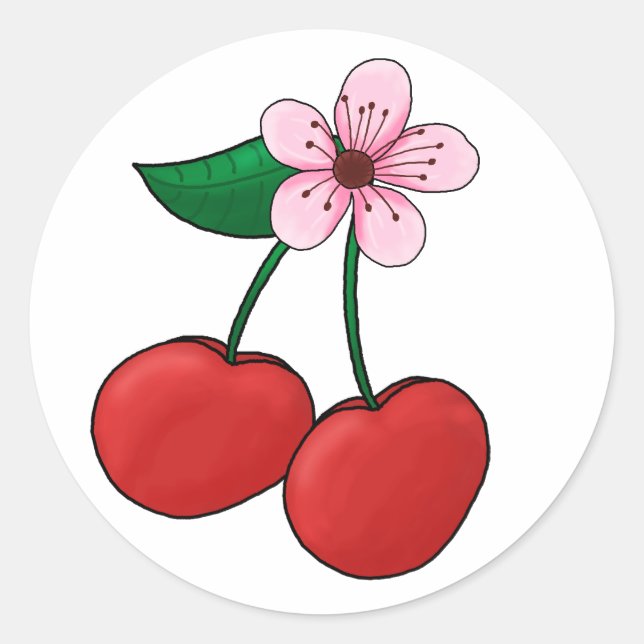 Adesivo Redondo Flor de Sticker-Cherry (Frente)