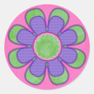 Adesivo Redondo Flor de Verificação Roxo