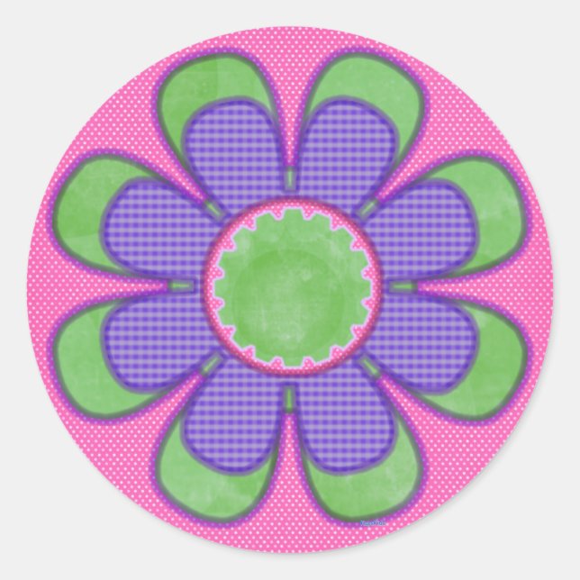 Adesivo Redondo Flor de Verificação Roxo (Frente)