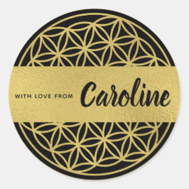 Adesivo Redondo Flor de vida autocolante personalizado dourado e p