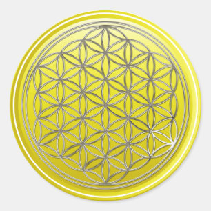 Adesivo Redondo Flor De Vida / Blume des Lebens - Amarelo PRATA