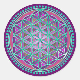 Adesivo Redondo Flor de Vida / Blume des Lebens - Botão VI