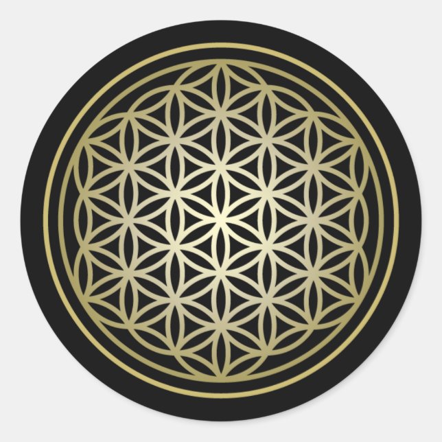 Adesivo Redondo Flor de vida - Versão Dourada 2 (Frente)