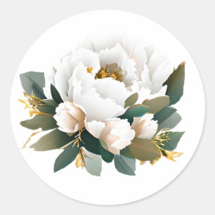 Adesivo Redondo Flor Dourada Eucalyptus Branca