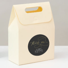 Adesivo Redondo Flor Dourada Moderna, Obrigado.