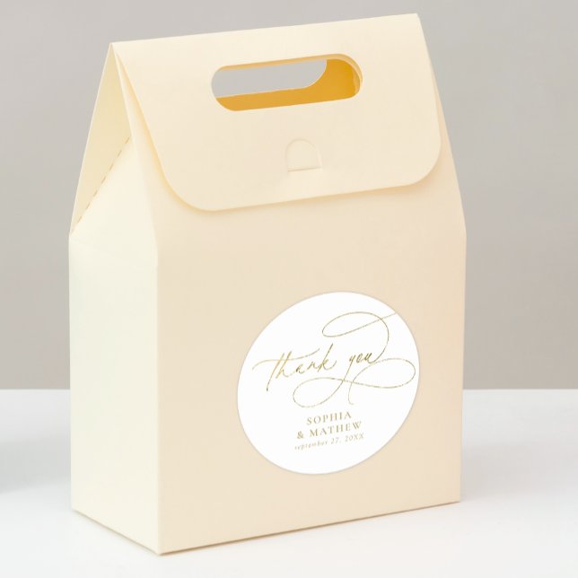 Adesivo Redondo Flor Dourado Branco Moderno Obrigado A Favor Cláss (Criador carregado)